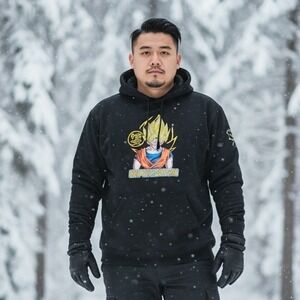 Anime Dragonball-Z Super Saiyan Goku L Black Graphic Hoodie Men's